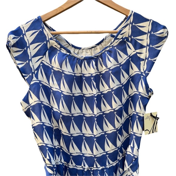 $375 MILLY Sailboat Print Dress NWT Blue & White size 12 ULTRA RARE - Picture 8 of 9